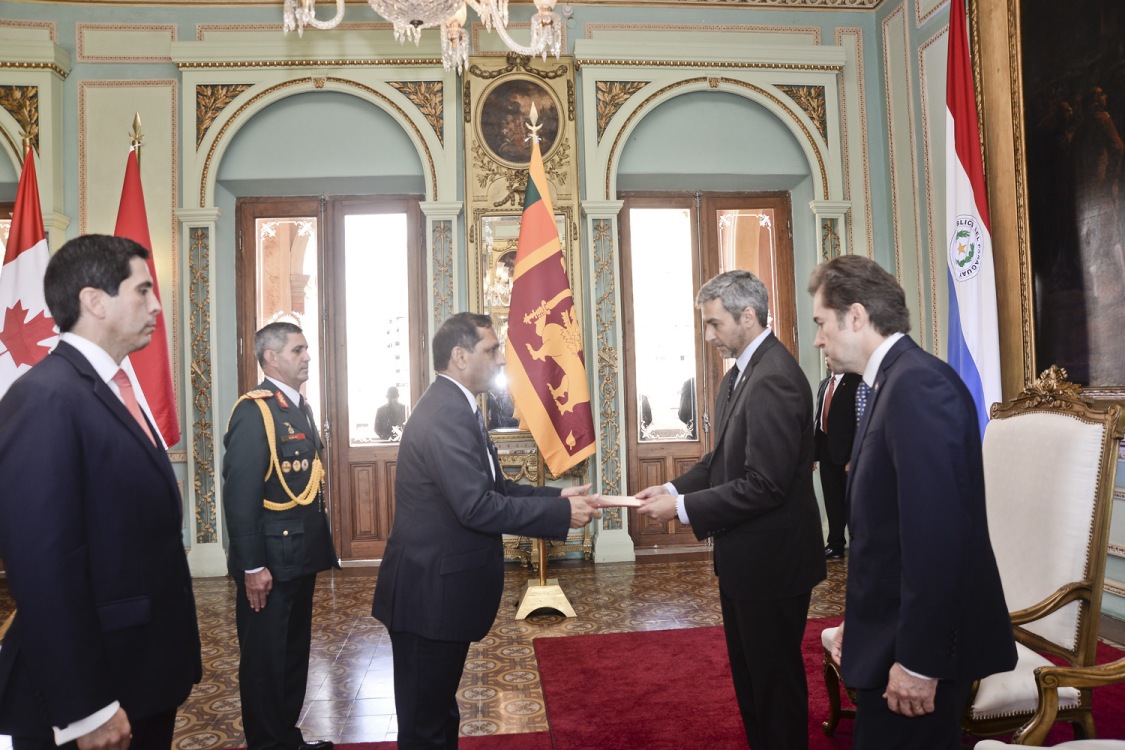 Photo 1 - Ambassador Jaffeer presents Credentials to the President of Paraguay (1)
